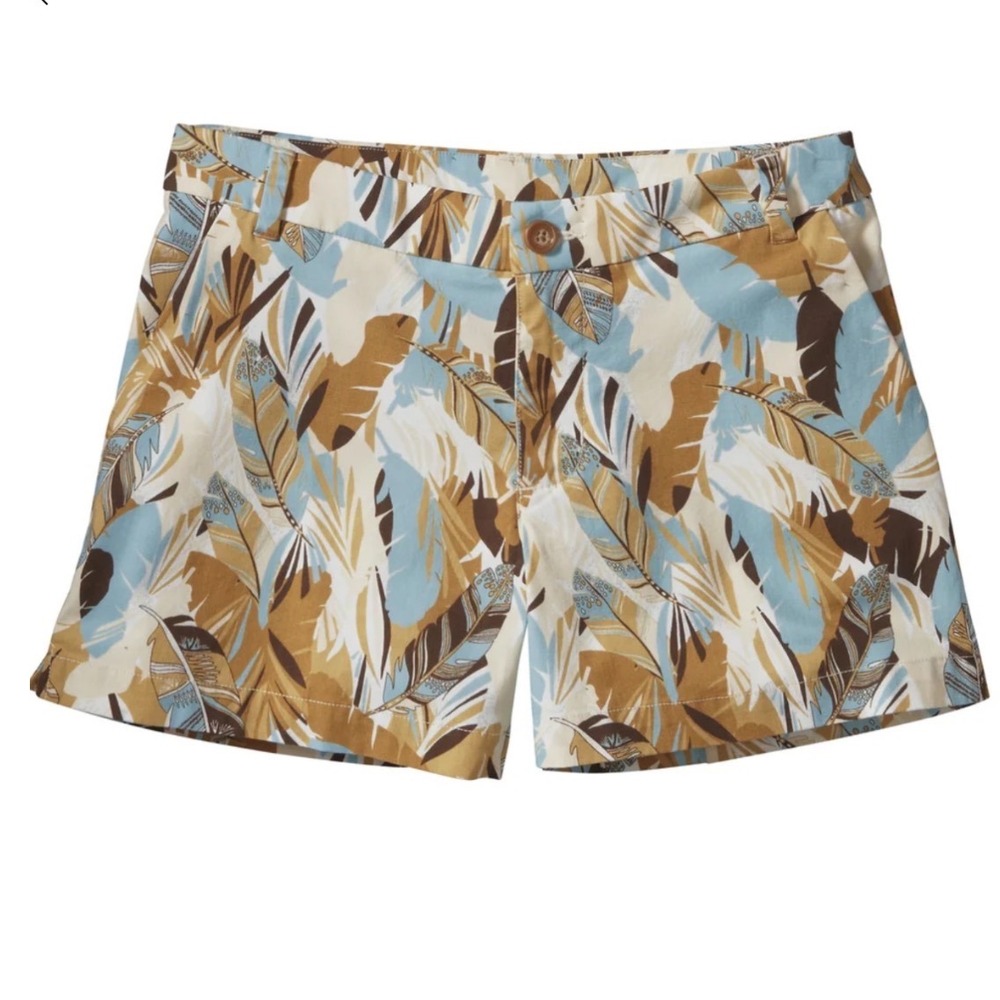 Patagonia Island Hemp Shorts Womens 4 Wild Paradise Petite Light Sesame Feather